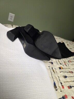 Women's Black Pointed Toe Block Heel Over The Knee Boots Size 8